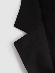 Reiss Black Kin Single-Breasted Linen Suit Blazer Slim Fit - Image 6 of 7
