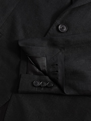 Reiss Black Kin Single-Breasted Linen Suit Blazer Slim Fit - Image 4 of 4