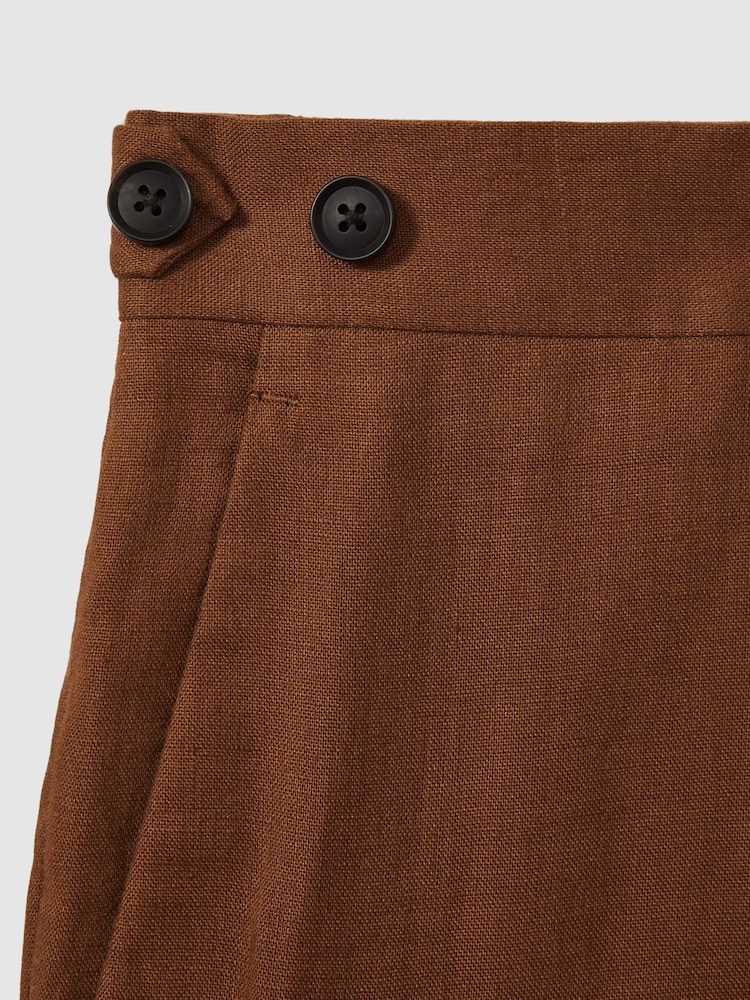 Reiss Tobacco Brown Kin Linen Tapered Trousers Slim-Fit - Image 5 of 5