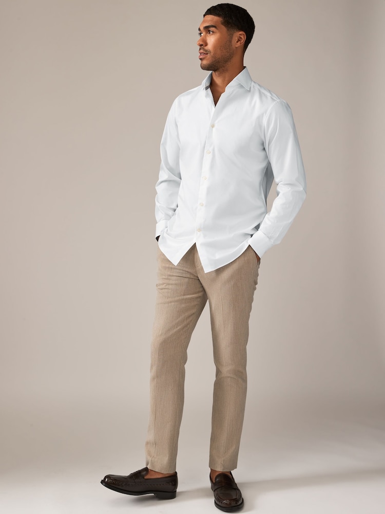 Weiß - Regular Fit 100% Cotton Poplin Twill Formal Shirt - Bild 2 von 8 Weiß - Regular Fit 100% Cotton Poplin Twill Formal Shirt - Bild 2 von 8
