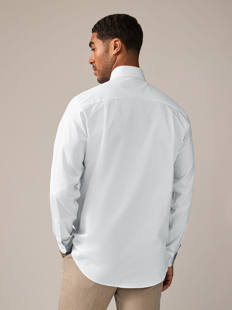 White Regular Fit 100% Cotton Poplin Twill Formal Shirt - Image 3 of 8