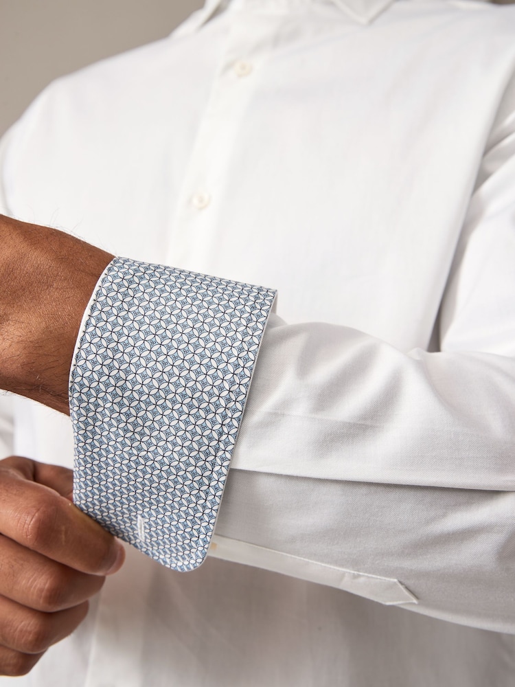 White Regular Fit 100% Cotton Poplin Twill Formal Shirt - Image 5 of 8