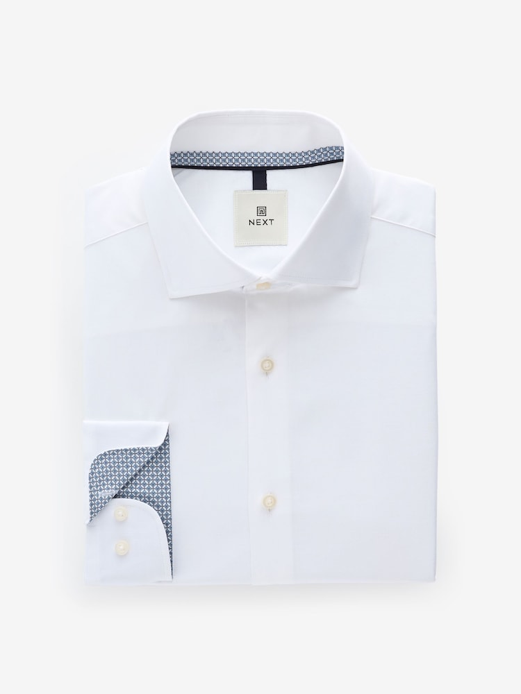 White Regular Fit 100% Cotton Poplin Twill Formal Shirt - Image 6 of 8