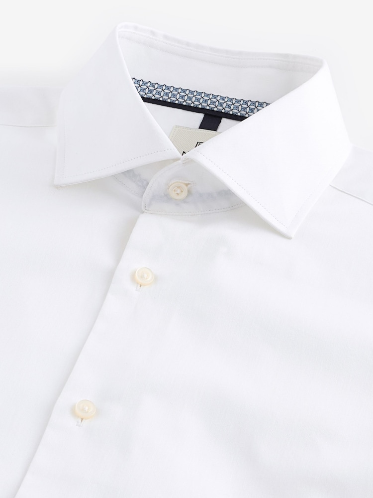 White Regular Fit 100% Cotton Poplin Twill Formal Shirt - Image 7 of 8