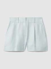Reiss Blue Lori Viscose-Linen Front Pleat Suit Shorts - Image 2 of 6