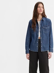 Levi's® Blue Iconic Western Shirt - Image 1 of 7