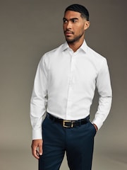 White Regular Fit Single Cuff Easy Care Twill Shirt - Image 1 of 7