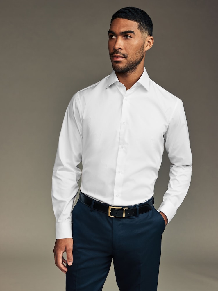 White Regular Fit Single Cuff Easy Care Twill Shirt - Image 1 of 7