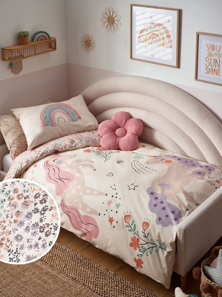 Natural Scandi Unicorn 100% Cotton Duvet Cover And Pillowcase Set - Image 1 of 6