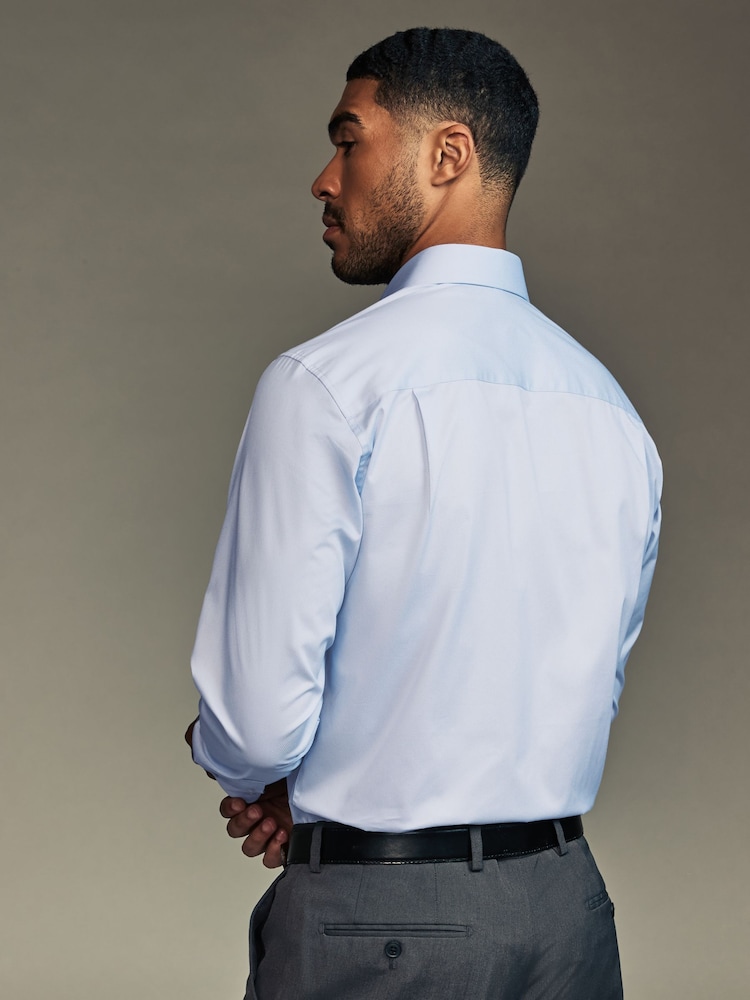 Light Blue Regular Fit Single Cuff Easy Care Twill Shirt - Image 3 of 7