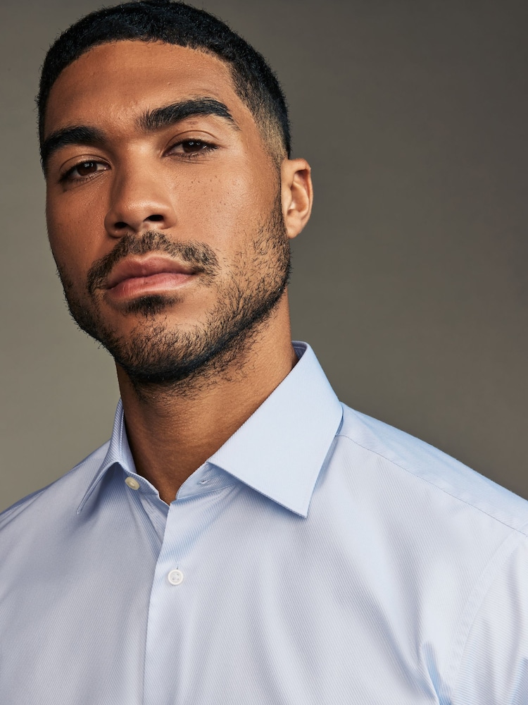 Light Blue Regular Fit Single Cuff Easy Care Twill Shirt - Image 4 of 7