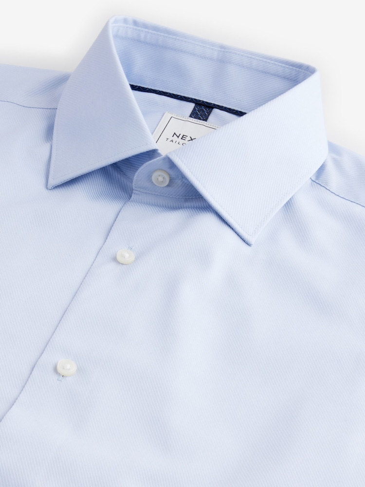Light Blue Regular Fit Single Cuff Easy Care Twill Shirt - Image 6 of 7