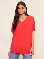 Rood - Friends Like These tuniektop met V-hals en korte mouwen - Image 1 of 4