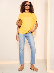 Friends Like These Yellow Soft Jersey Short Sleeve Slash Neck Tunic - Image 3 of 4