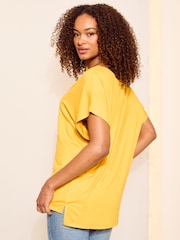Friends Like These Yellow Soft Jersey Short Sleeve Slash Neck Tunic - Image 4 of 4