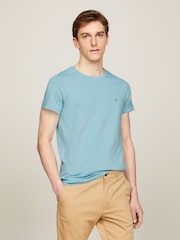 Голубой - Tommy Hilfiger Slim Fit Core Stretch Crew Neck T-Shirt - Image 1 of 4