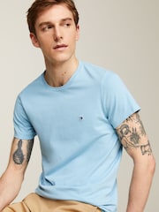 Голубой - Tommy Hilfiger Slim Fit Core Stretch Crew Neck T-Shirt - Image 4 of 4
