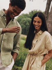 Tommy Hilfiger Green 100% Linen Pigment Dyed Shirt - Image 2 of 7