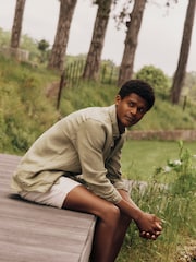 Tommy Hilfiger Green 100% Linen Pigment Dyed Shirt - Image 4 of 7