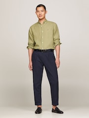 Tommy Hilfiger Green 100% Linen Pigment Dyed Shirt - Image 7 of 7