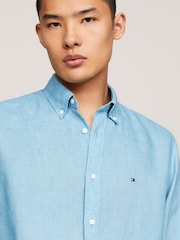 Tommy Hilfiger Blue 100% Linen Pigment Dyed Shirt - Image 3 of 4