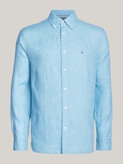 Tommy Hilfiger Blue 100% Linen Pigment Dyed Shirt - Image 4 of 4