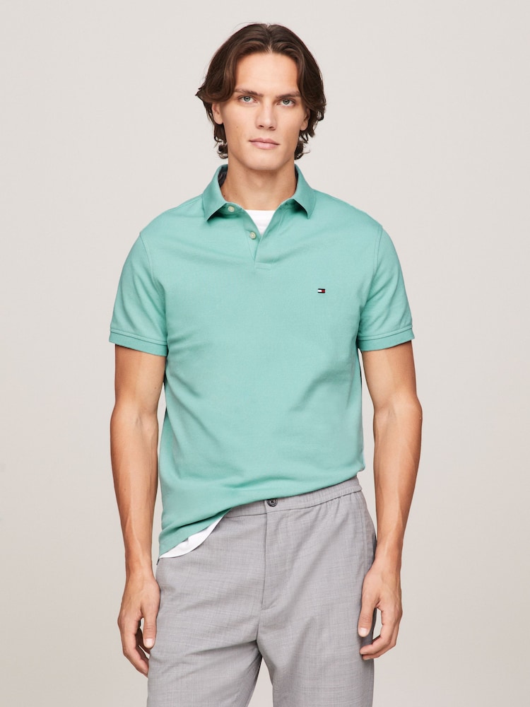 Tommy Hilfiger Turquoise Blue 1985 Regular Fit Stretch Polo Shirt - Image 1 of 5