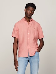 Розовый - Tommy Hilfiger Pigment Dyed 100% Linen Shirt - Изображение 1 из 5