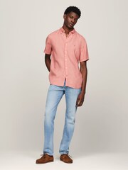 Розовый - Tommy Hilfiger Pigment Dyed 100% Linen Shirt - Изображение 2 из 5