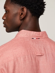 Розовый - Tommy Hilfiger Pigment Dyed 100% Linen Shirt - Изображение 4 из 5