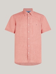 Розовый - Tommy Hilfiger Pigment Dyed 100% Linen Shirt - Изображение 5 из 5