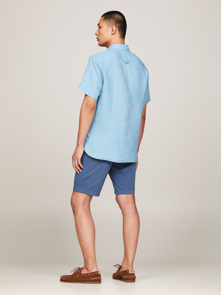 Синий - Tommy Hilfiger Pigment Dyed 100% Linen Shirt - Изображение 2 из 4