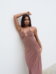 Pretty Lavish Bronze Rose Myka Shimmer Jersey Slip Dress - Image 3 of 4