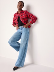 Mid Blue Rigid Wide Leg 100% Cotton Jeans - Image 2 of 9
