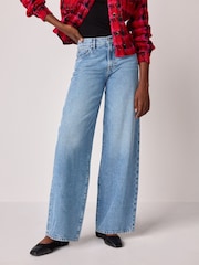 Mid Blue Rigid Wide Leg 100% Cotton Jeans - Image 3 of 9