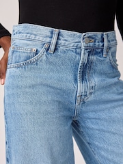 Mid Blue Rigid Wide Leg 100% Cotton Jeans - Image 5 of 9