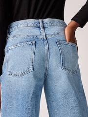 Mid Blue Rigid Wide Leg 100% Cotton Jeans - Image 6 of 9