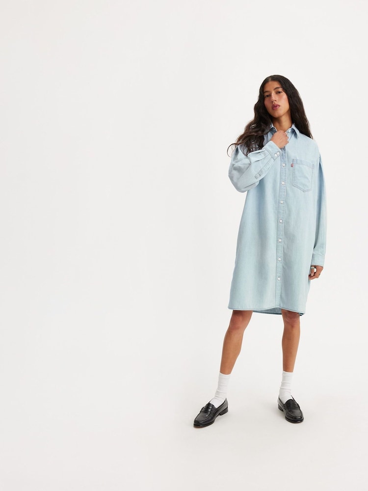 Levi's® Blue 100% Cotton Nola Shirt Dress - Image 3 of 7