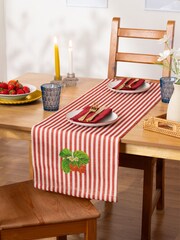 Wylder Candy Cane Strawberry Stripes 230x35cm Table Runner - Image 1 of 5