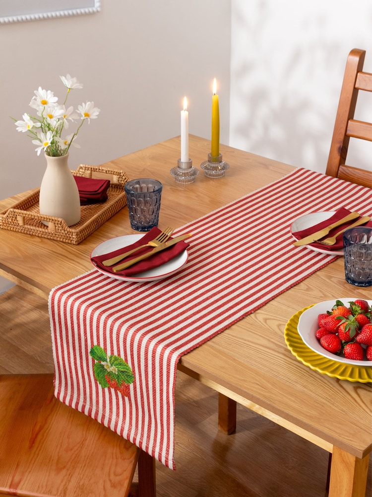 Wylder Candy Cane Strawberry Stripes 230x35cm Table Runner - Image 2 of 5