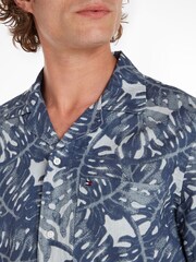 Tommy Hilfiger Blue Print Short Sleeve 100% Linen Shirt - Image 3 of 6