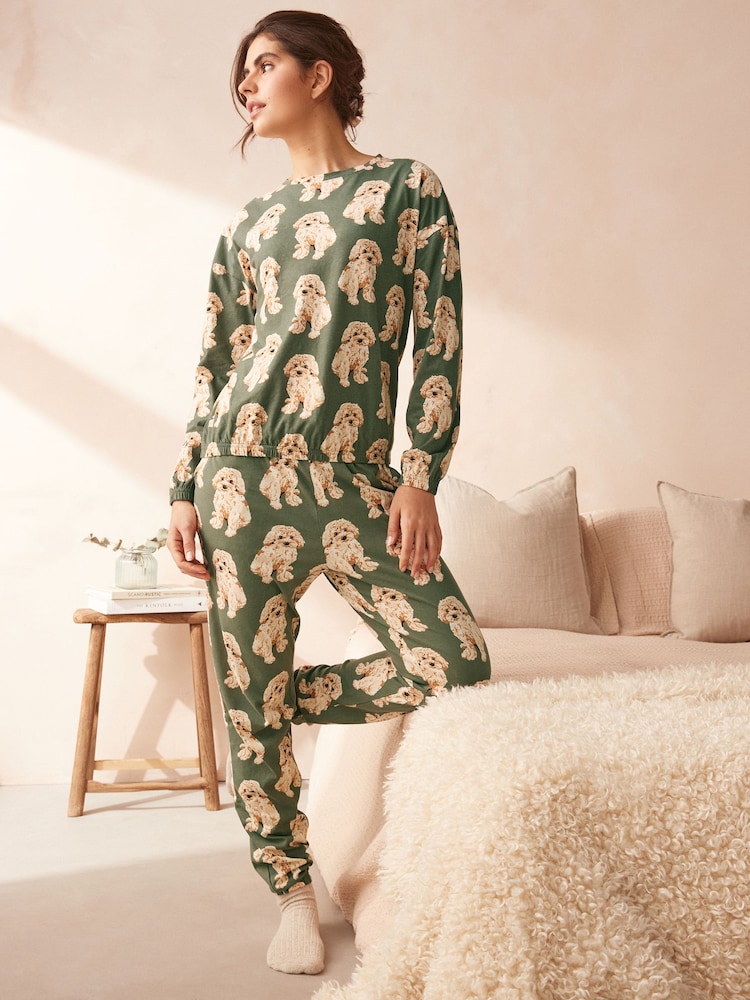 Sage Green Charlie The Cockapoo 100% Cotton Long Sleeve Pyjamas - Image 2 of 11