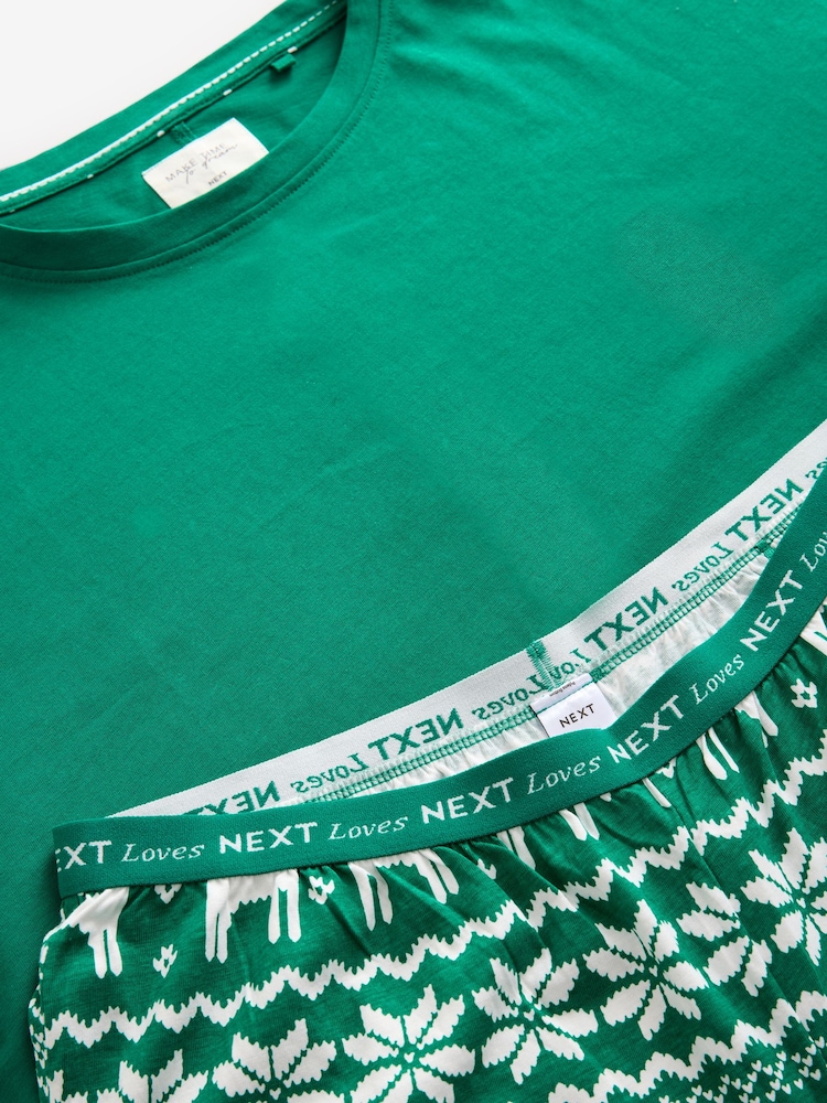 Grün - Langärmeliger Pyjama aus 100 % Baumwolle - Bild 1 von 2 Grün - Langärmeliger Pyjama aus 100 % Baumwolle - Bild 1 von 2