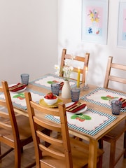 Wylder Blue Strawberry Stripes 46x36cm Table Placemats Set Of 4 - Image 1 of 6
