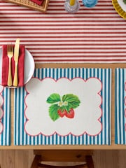 Wylder Blue Strawberry Stripes 46x36cm Table Placemats Set Of 4 - Image 3 of 6