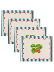 Wylder Blue Strawberry Stripes 46x36cm Table Placemats Set Of 4 - Image 4 of 6