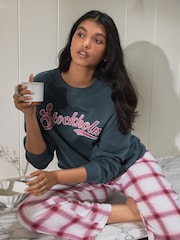 Navy Stockholm Sweat and Flannel Pyjamas - Image 1 of 9