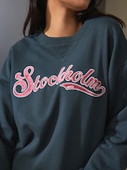 Navy Stockholm Sweat and Flannel Pyjamas - Image 4 of 9