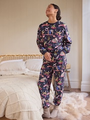 Navy Blue Animals Christmas Cosy Long Sleeve Pyjamas - Image 2 of 10