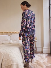 Navy Blue Animals Christmas Cosy Long Sleeve Pyjamas - Image 3 of 10